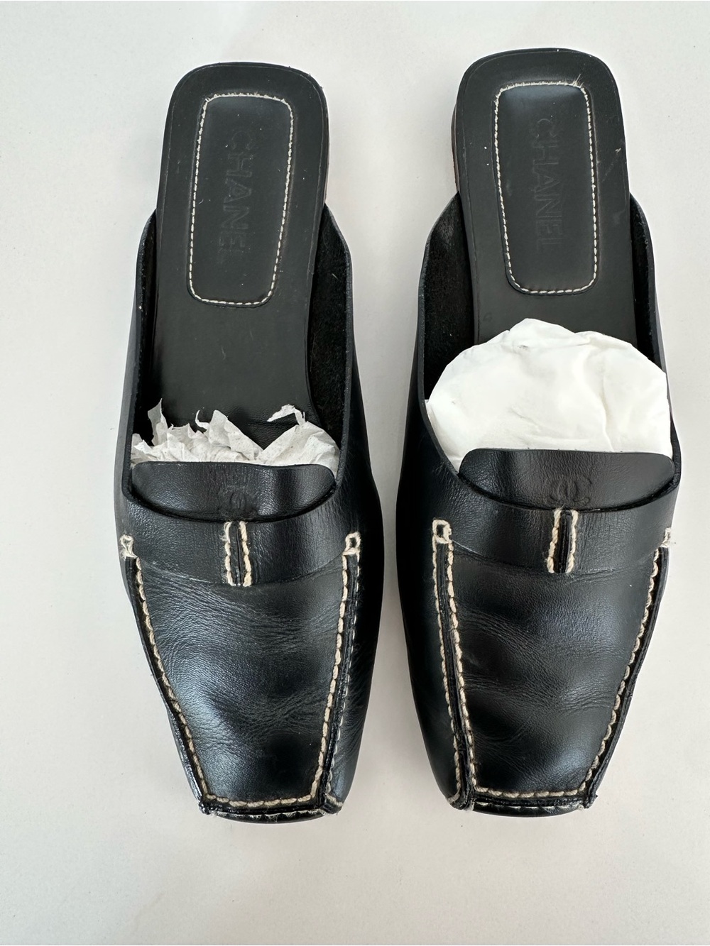 Chanel Black Leather Slip-On Mule for women